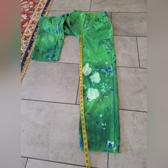 Good American Good 90s Summer Green Tie Dye Jeans Size 0/25 - Picture 8 of 8